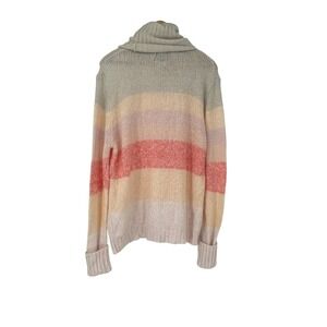 WILDFOX Striped Open Knit Turtleneck Peach Beige Sweater Size‎ L Artsy Beachy